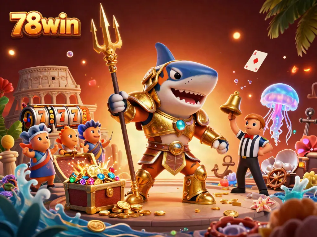 Experience thrilling gameplay at 78win with stunning underwater casino scenes featuring vibrant characters and slot elements.