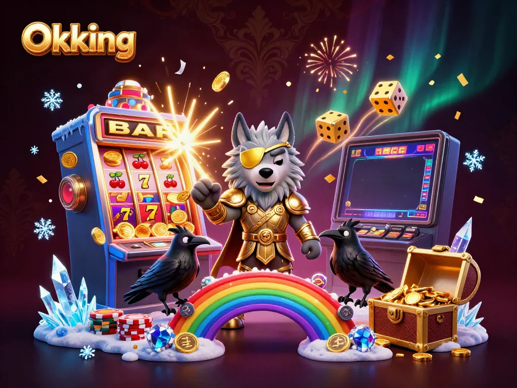 Experience the thrilling jackpot moments at Okking with captivating casino elements and characters.
