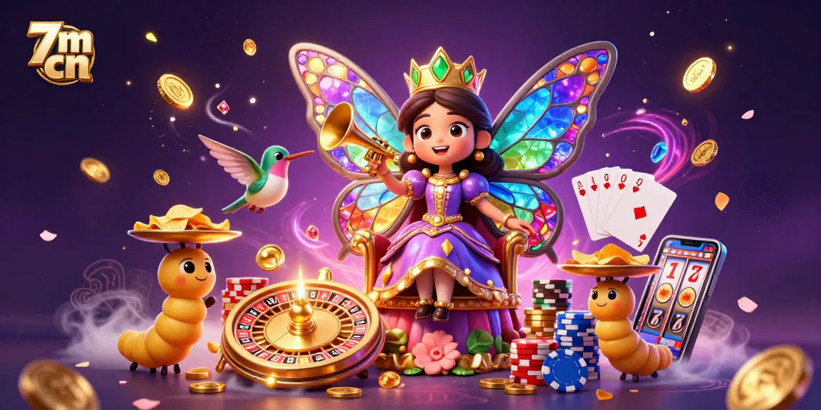 Engage with 7m cn in a vibrant 3D casino world featuring a butterfly queen and abundant gaming elements.