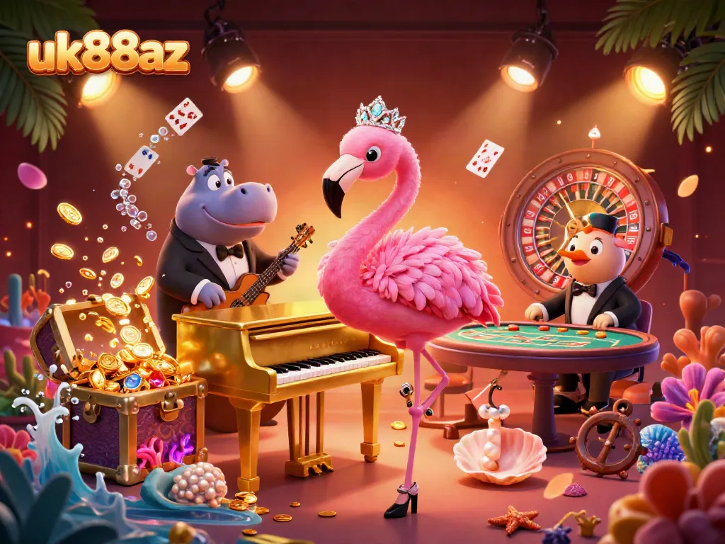 Experience the vibrant entertainment of uk88az with engaging characters in a lively casino environment.