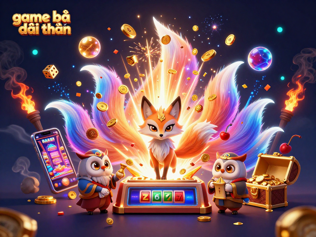 Experience the thrill of game bài đổi thưởng with vibrant character illustrations and dynamic casino elements.