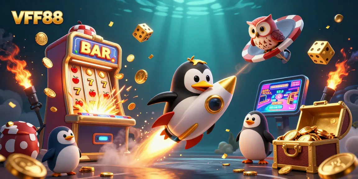 Experience thrilling wins with VFF88 in a vibrant casino scene filled with treasures and excitement.