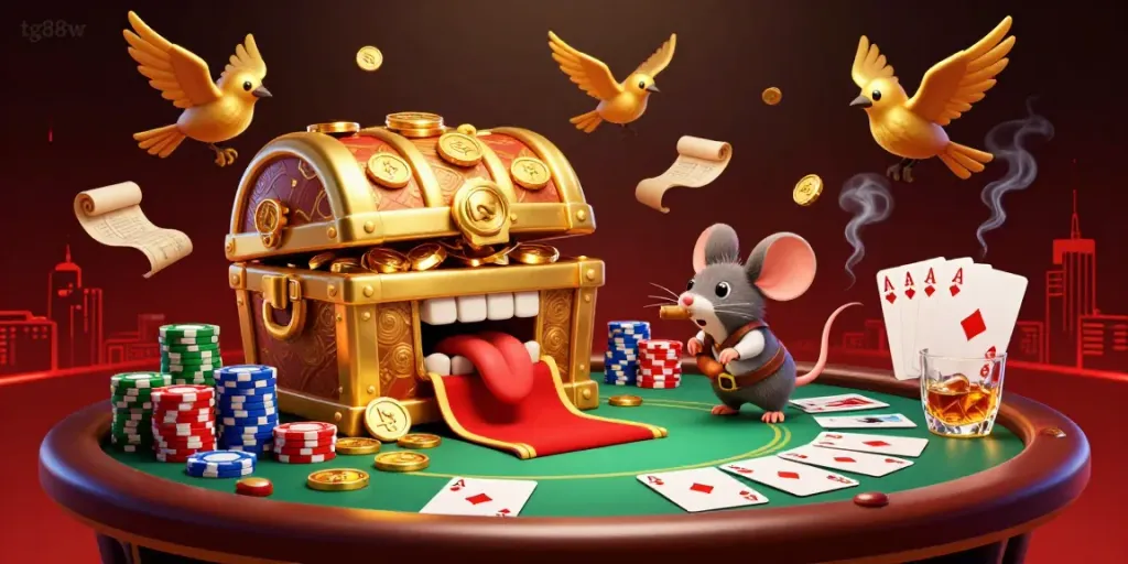 Engage in ante-raising action with tg88w in a vibrant casino scene featuring rich poker elements and interactive characters.