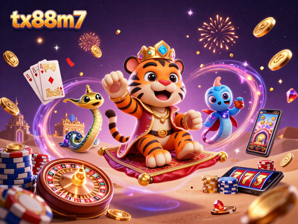 Experience the excitement of tx88m7 with the tiger sultan, spinning roulette, and dazzling gems!