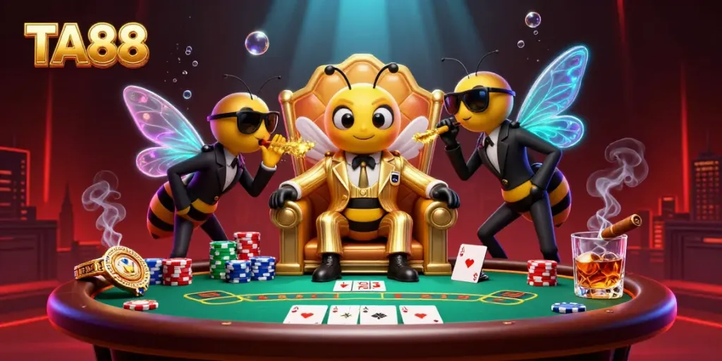 Engage in thrilling gameplay at TA88 with vibrant poker elements and bumblebee mob boss characters.