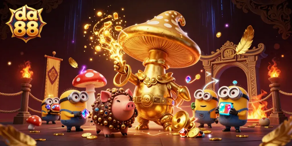 Bet on your next big win with da 88 at a vibrant, 3D golden wizard casino illustration.