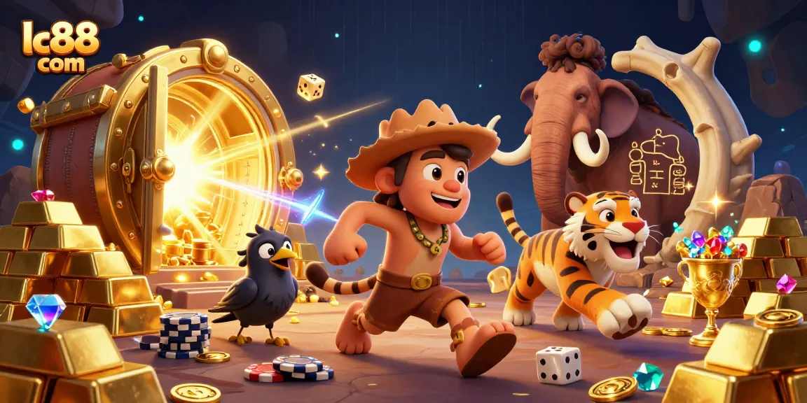 Join the excitement at lc88 com, where a caveman and sabertooth tiger run a vibrant casino!