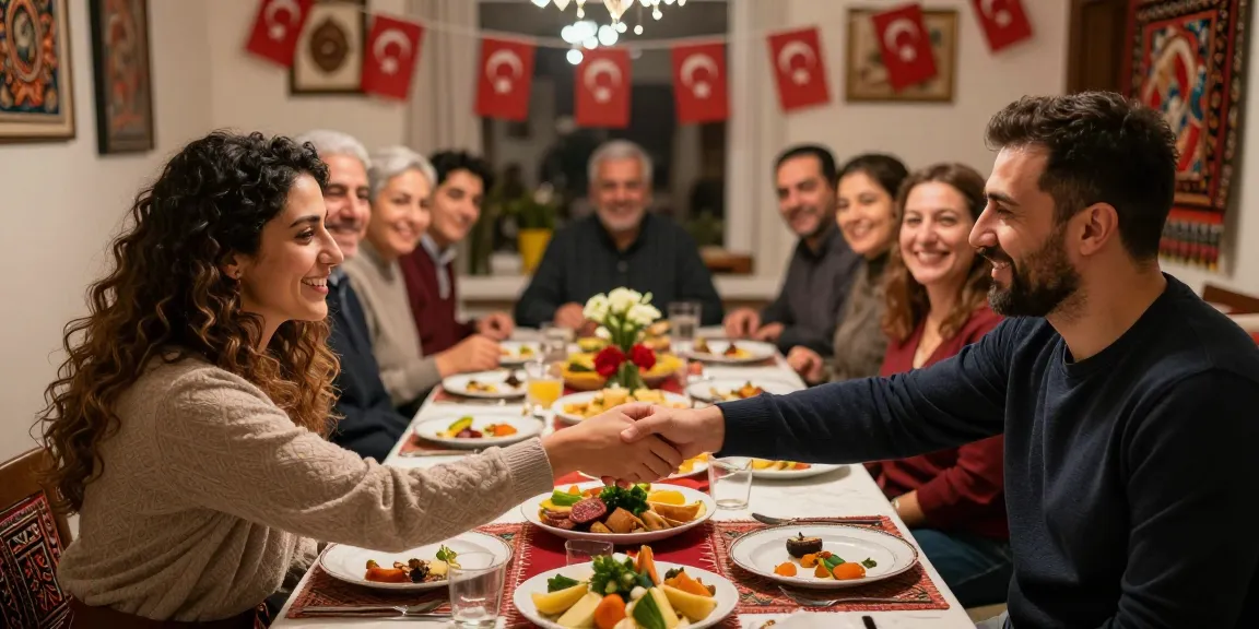 Embracing Turkish Citizenship by Marriage in a festive family gathering.