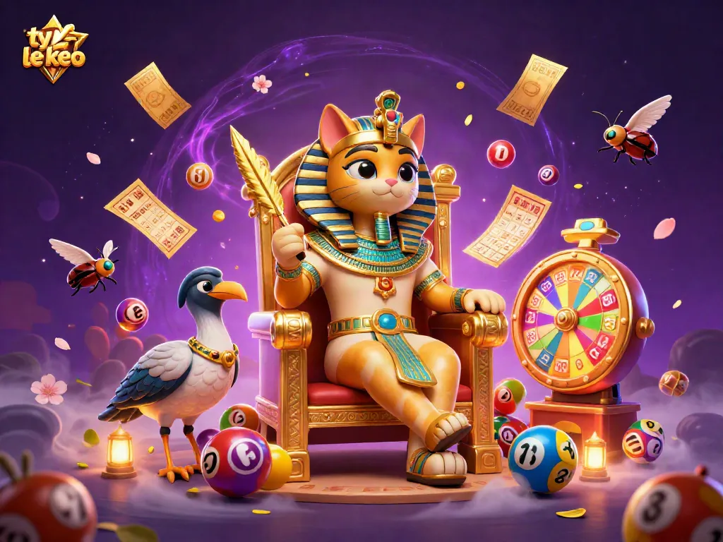 Engage with ty le keo and experience dynamic lottery elements in vibrant casino illustration.