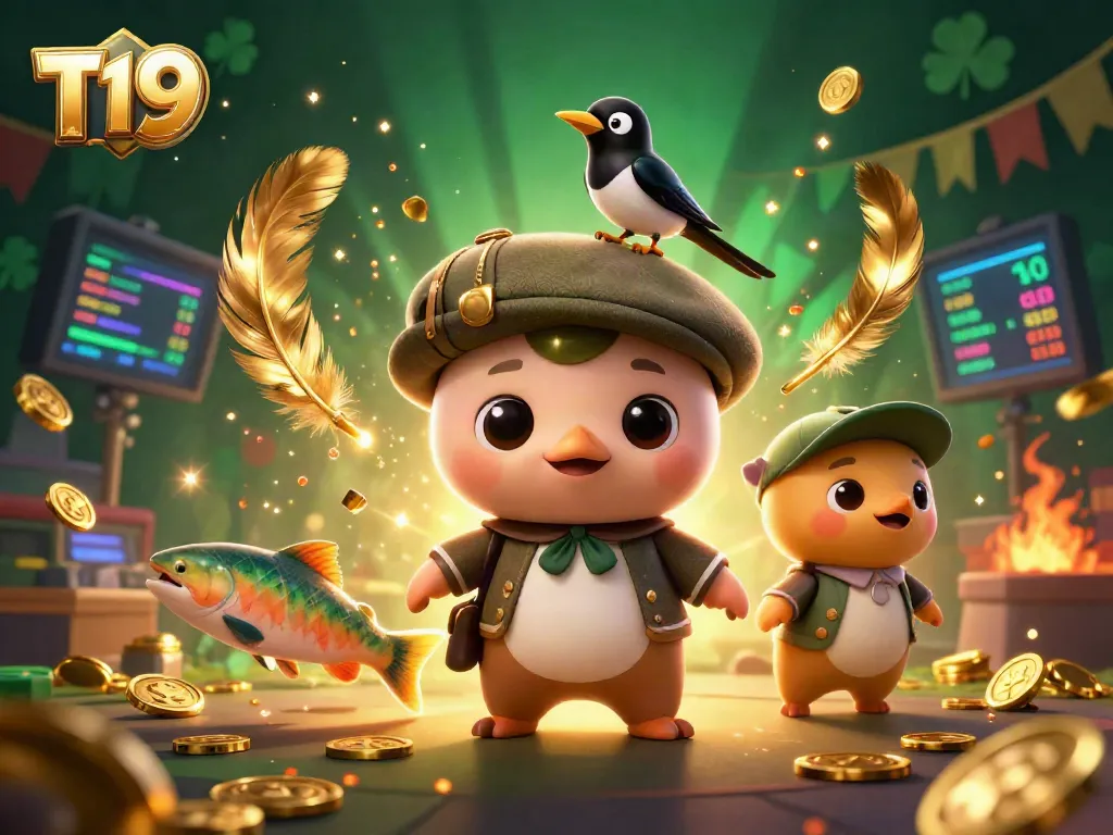 T19 players enjoy winning odds at an energetic sports betting arena featuring a playful Nessie.