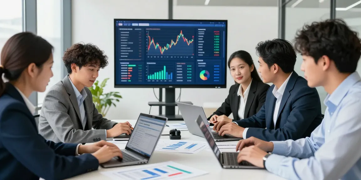 Collaboration sur des solutions de Digital banking dans un bureau moderne.