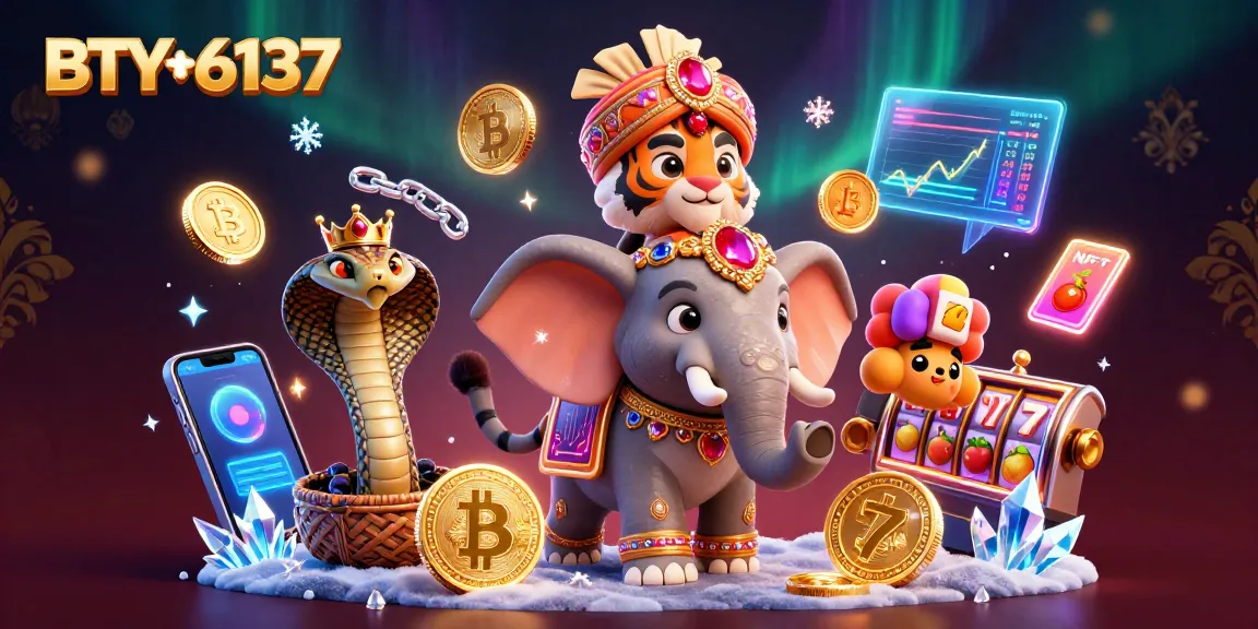 Bet on BTY6137 with a vibrant 3D casino scene featuring a majestic tiger and crypto elements.