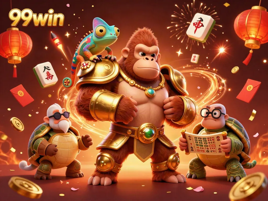 Win big with 99win's thrilling gaming experience featuring the powerful gorilla king and friends.