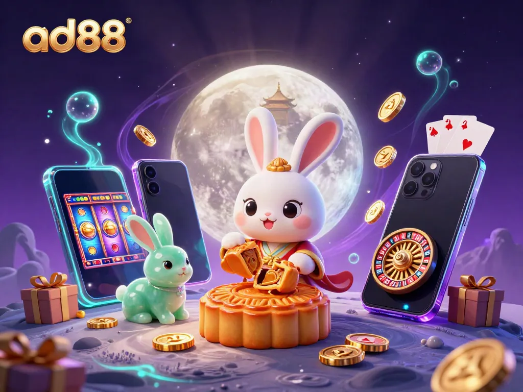 Experience the thrill of ad88 with the moon rabbit illuminating the casino adventure.