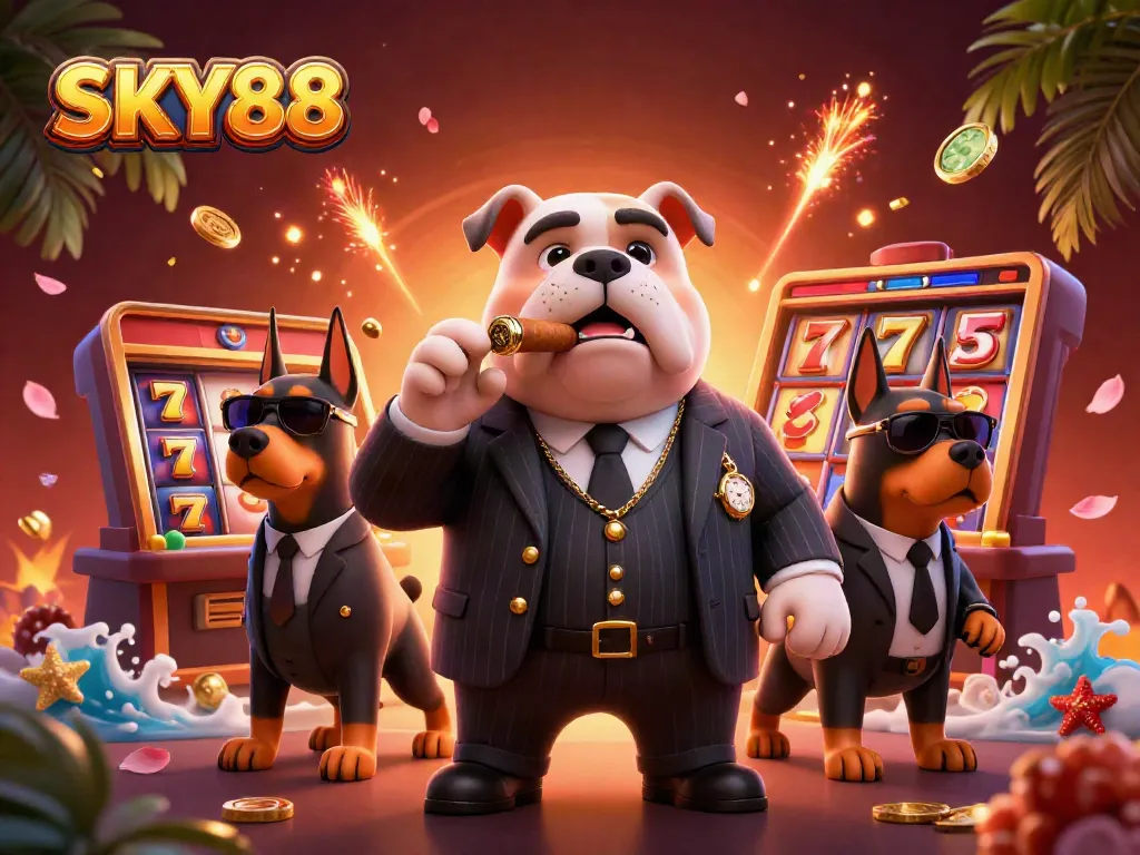 Engage in thrilling gameplay at SKY88 with captivating 3D casino characters and vibrant elements.