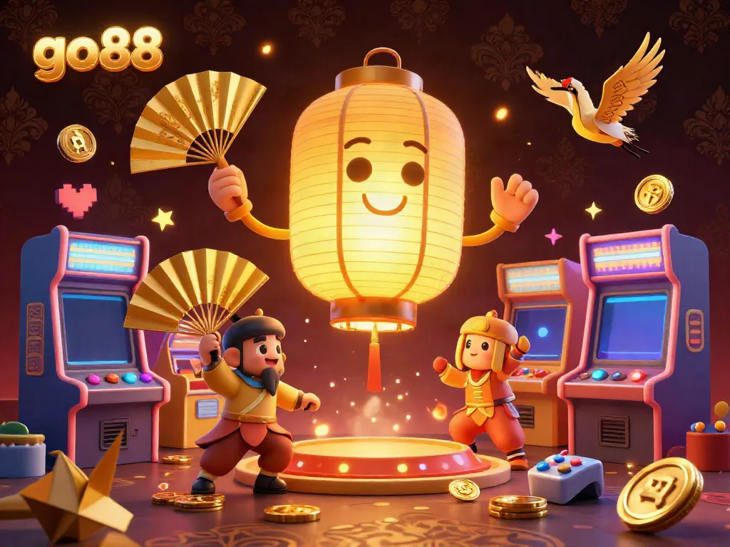 Experience the excitement of go88 with illuminated game elements and dynamic characters in a vibrant casino backdrop.