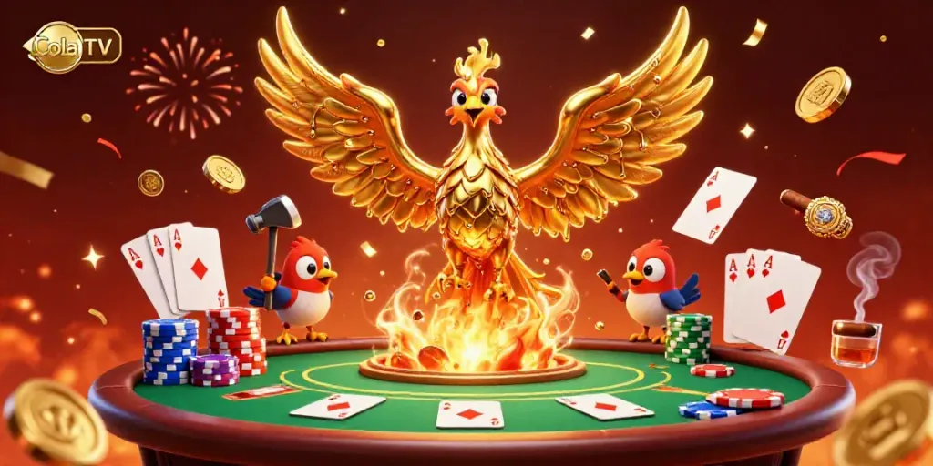 Engage in thrilling gameplay at ColaTV with vibrant casino elements and dynamic characters illustrating a fantasy casino scene.