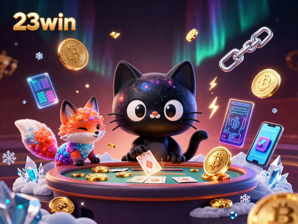Experience the thrilling allure of 23win casino with cosmic characters and crypto elements.