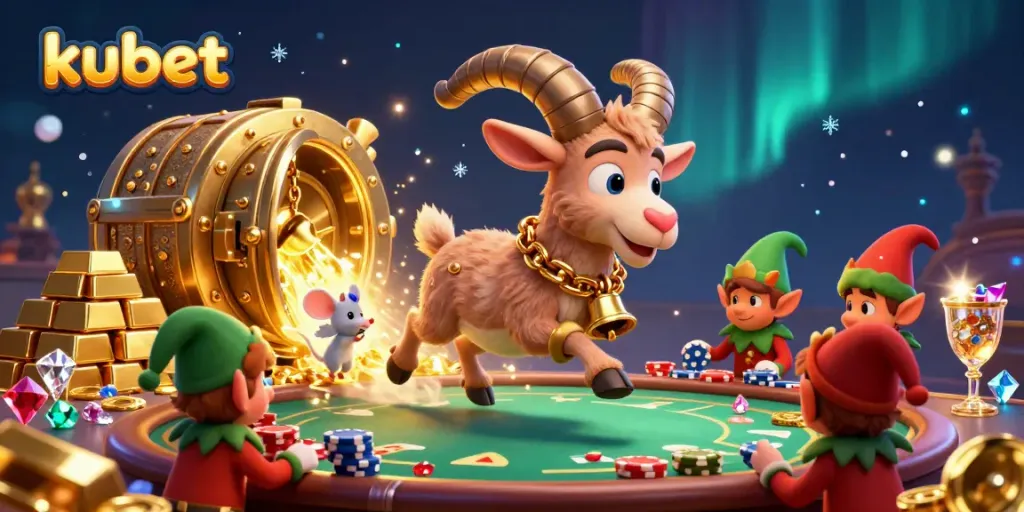 Experience thrilling gameplay with kubet's lively casino scene filled with vibrant characters and striking treasures.