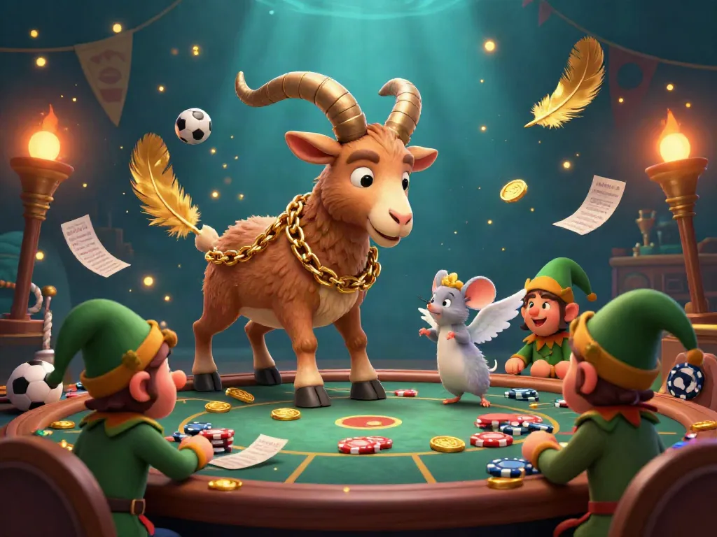 Bet on sports with trang bóng luongsontv in a lively casino scene featuring Krampus goat, angel mouse, and gremlins.