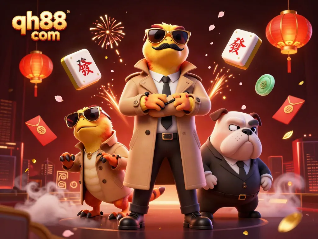 Experience thrilling gameplay at qh88 com with raptors sneaking into a casino lounge.