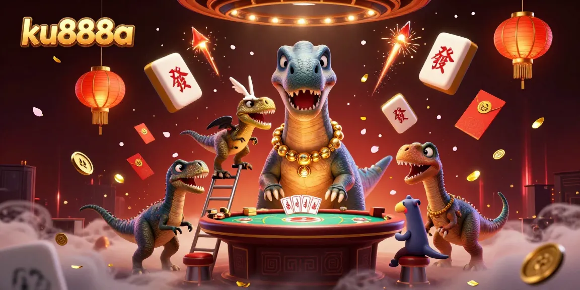 Experience thrilling poker action with ku888a's unique casino scene featuring colorful game elements.