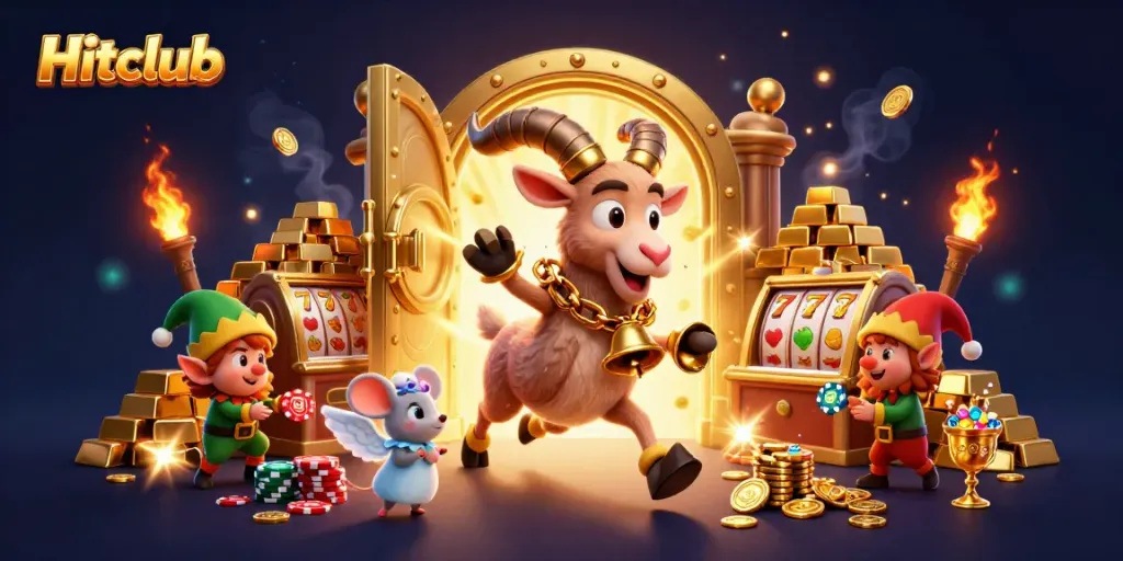 Engage with Hitclub for thrilling slot action featuring festive characters and exciting winning elements.