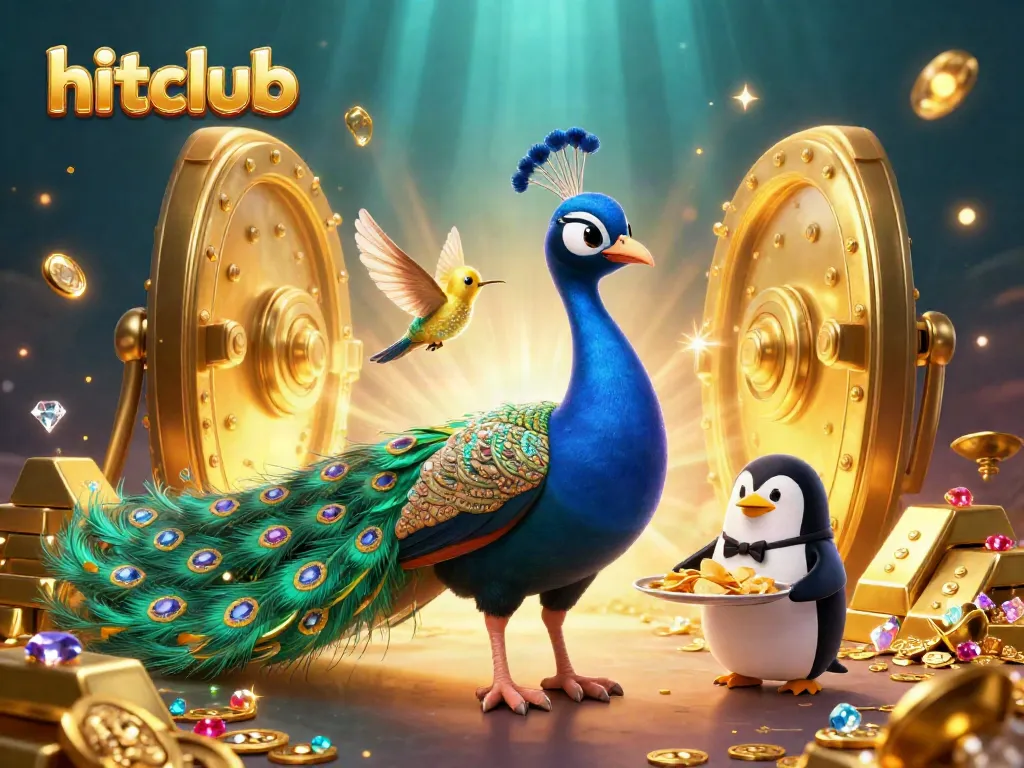 Experience the hitclub gaming adventure with vibrant characters in a dynamic casino scene full of treasures.