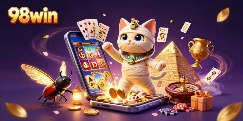 Experience thrilling wins at 98win with our dynamic casino scene featuring vibrant games.