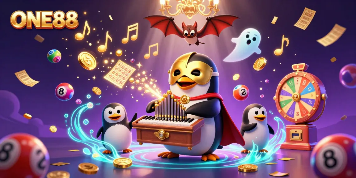Experience the thrilling world of ONE88 with dynamic games and rich rewards in this colorful casino illustration.