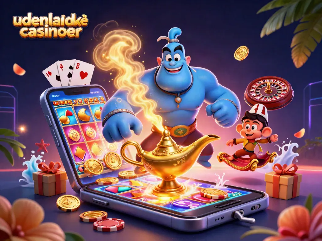 Experience the thrill of udenlandske casinoer with vibrant animations of casinos, games, and rewards.