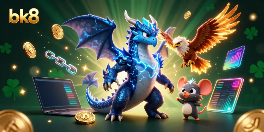 Experience thrilling gameplay with bk8's vibrant illustration featuring exciting casino elements.