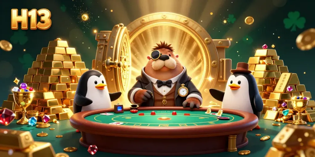 Experience the thrill of H13 gaming with underwater poker action, vibrant jewels, and dazzling treasures.