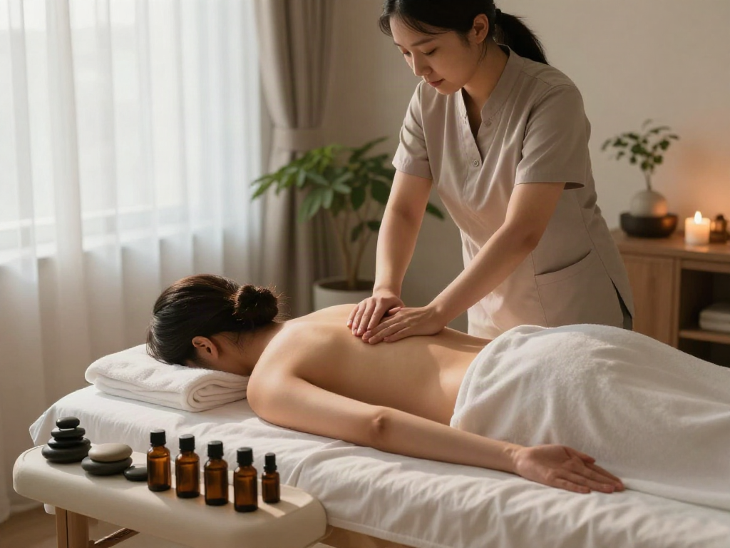 Relaxing 부평출장마사지 treatment in a tranquil wellness center setting.