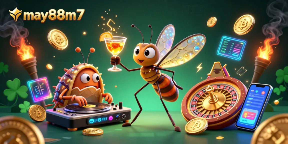 Experience thrilling gameplay at may88m7 with a vibrant 3D casino scene showcasing exciting characters and crypto elements.