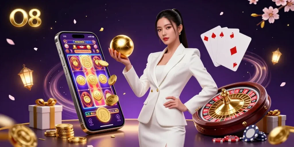 Experience the thrill of O8 at the casino with strategic play and charming visuals in a dynamic 3D scene.