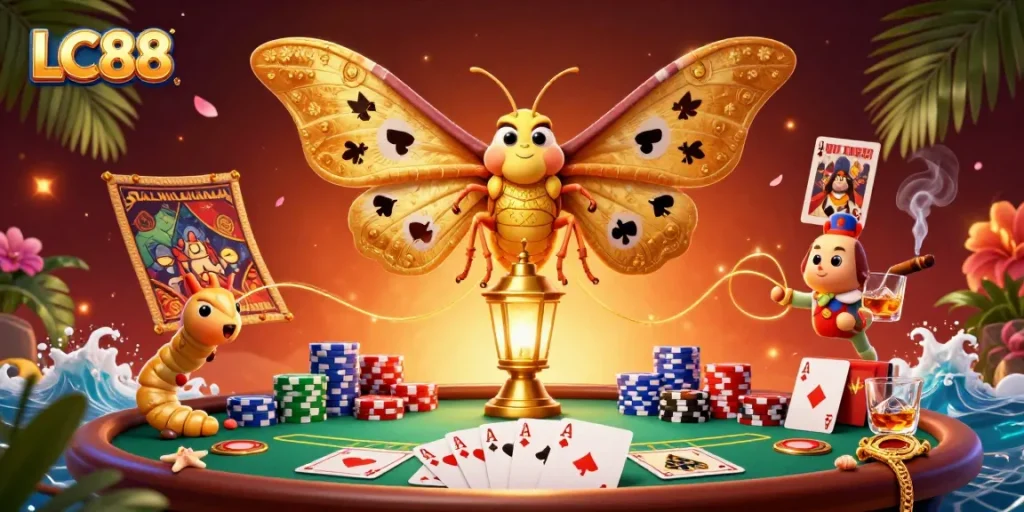Play exciting games at LC88 while enjoying vibrant casino scenes illustrated with rich details.