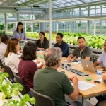 CIKA4D indoor agriculture team collaborating in a modern facility.