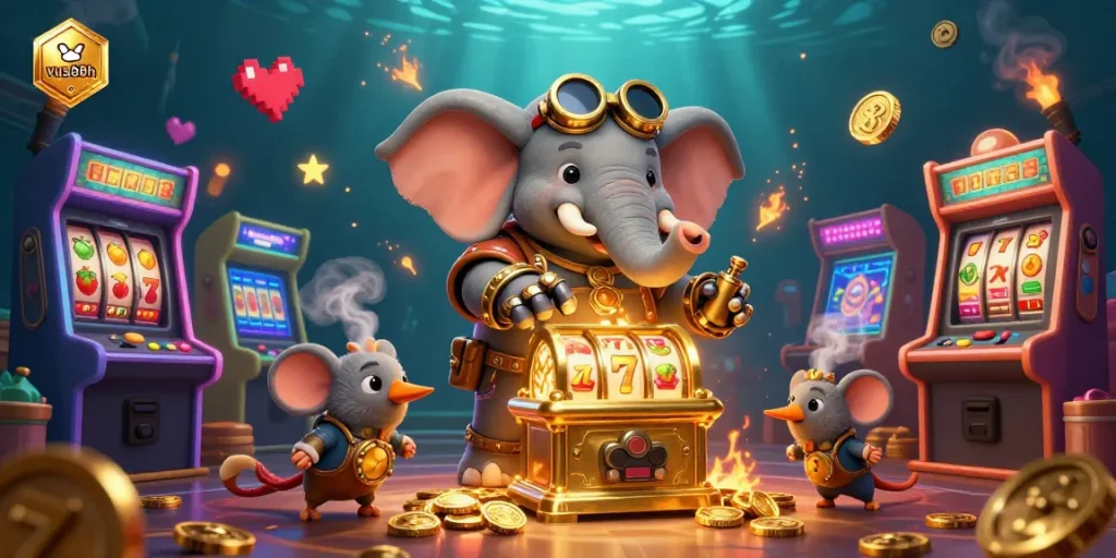 Spin the golden slot machine with vua88h and enjoy exciting gameplay in a vibrant casino world.