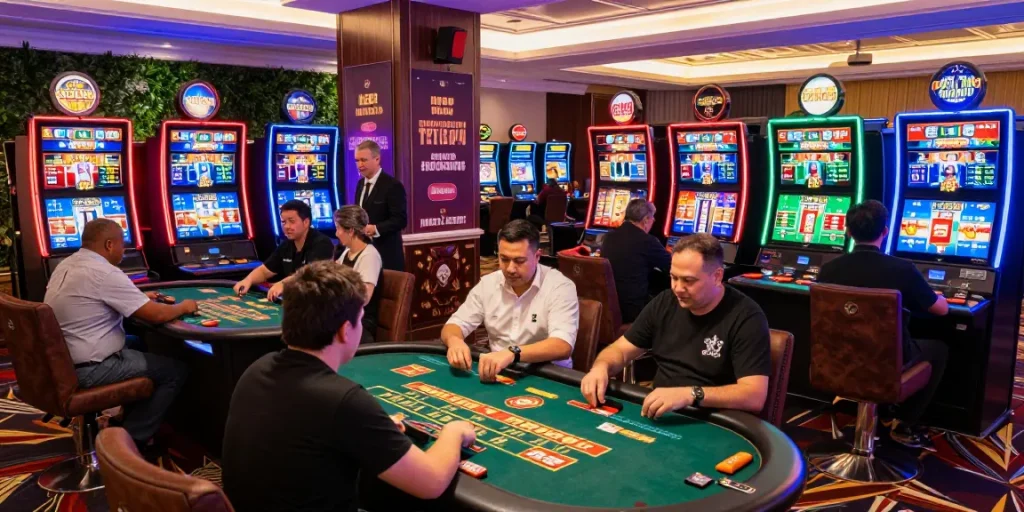 Exciting live casino experience at LC88 with diverse players and vibrant atmosphere.