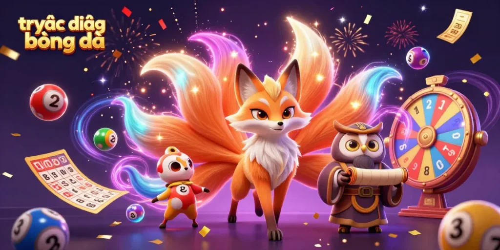 Experience trực tiếp bóng đá with vibrant artwork showcasing glowing characters and colorful gaming elements.