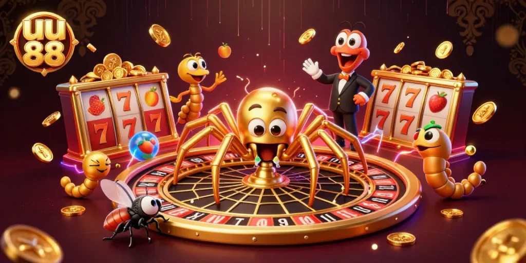 Place strategic bets with uu 88 in this vibrant 3D casino illustration