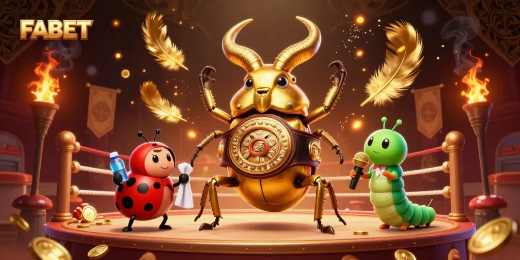 Bet on the thrilling showdown in FABET's exclusive casino arena, featuring dynamic characters and vibrant effects.