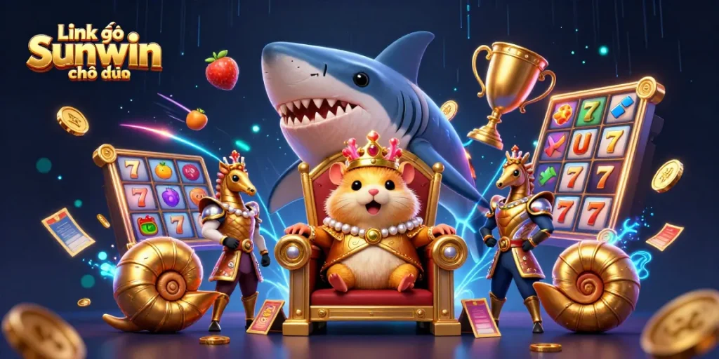 Experience the excitement of Link vào Sunwin chính thức with a thrilling scene featuring a golden hamster king and jackpot elements.