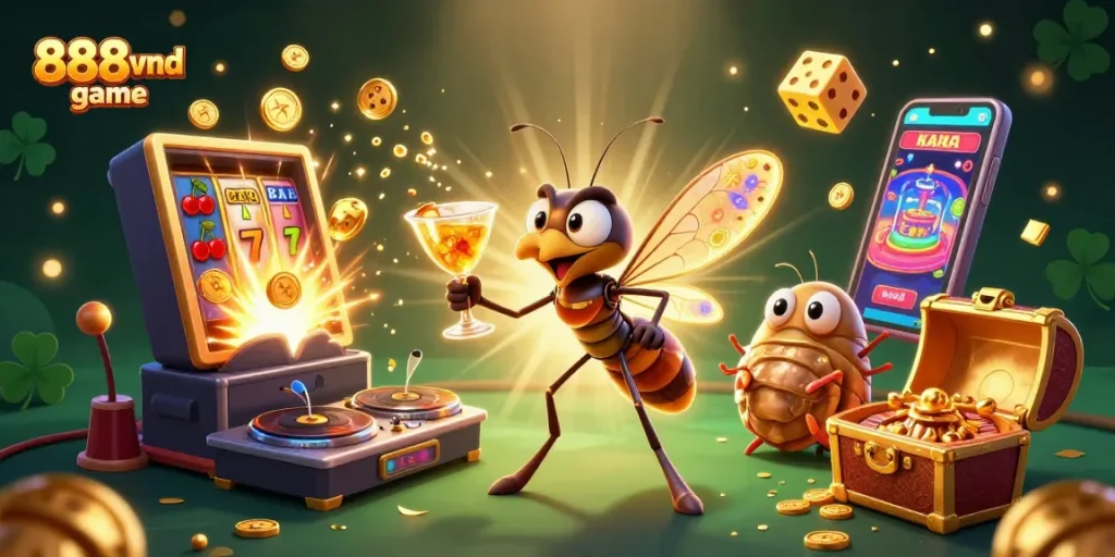 Experience the excitement of 888vnd game with vibrant casino-themed 3D illustration.
