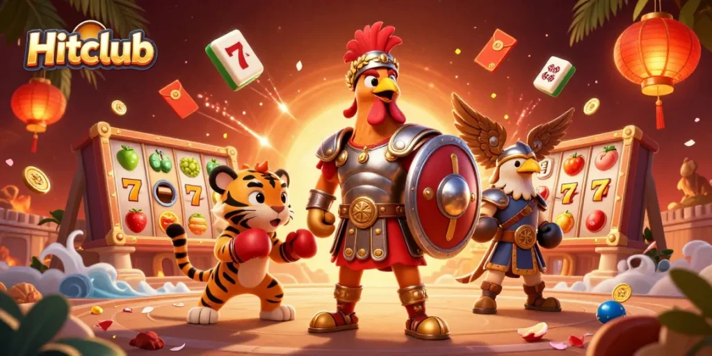 Engage with Hitclub by spinning vibrant slot reels while experiencing thrilling 3D casino action.
