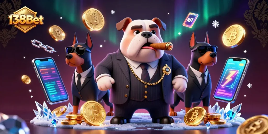 Join 138Bet's exciting gaming world with a mafia bulldog boss and thrilling casino elements!