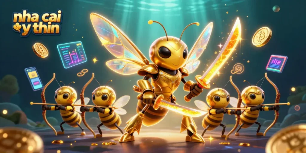 Engage in exciting online gaming adventures with nha cai uy tin featuring fantastical characters amidst vibrant crypto illustrations.
