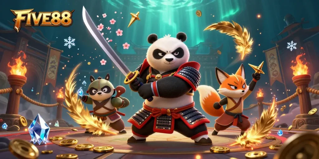 Experience thrilling gameplay with FIVE88 at this dynamic online casino illustration.