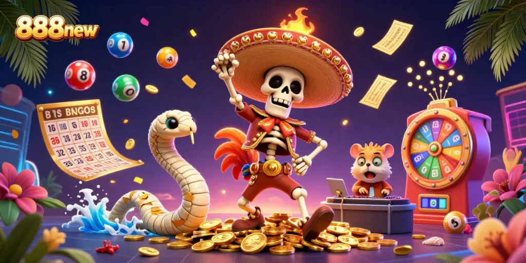 Experience 888new gaming excitement with vibrant characters and dynamic action during the fun!